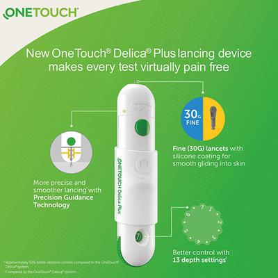 OneTouch Verio Test Strip 100's + OneTouch Delica Plus Lancet (Pack of 2 x 25's) - Blood Glucose Monitors/Test Strips