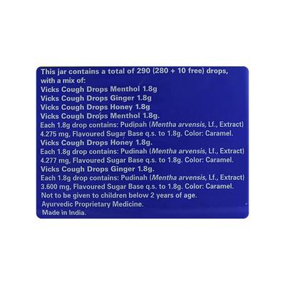 Vicks Cough Drops Candy - Menthol, Honey & Ginger 280's - Sore Throat Lozenges