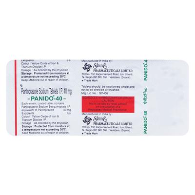 Panido 40mg Tablet 10'S - Ulcer/Reflux/Flatulence-Aaa