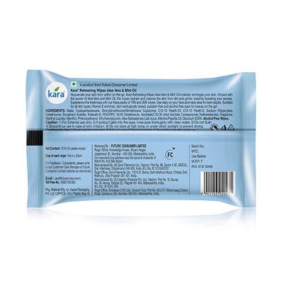 Kara Refreshing Face Wipes - Aloe Vera & Mint Oil 10's - Facial Wipes & Tissues