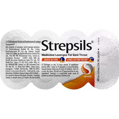 Strepsils Sore Throat Lozenges - Orange 8's - Sore Throat Lozenges