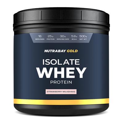 Nutrabay Gold Isolate Whey Protein Powder - Strawberry Milkshake Flavour 500 gm - Whey Proteins