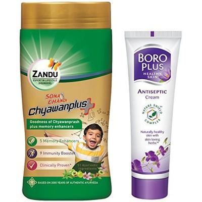 Zandu Sona Chandi Chyawanplus+ 450 gm + Free BOROPlus Antiseptic Cream 19 ml - Chyawanprash