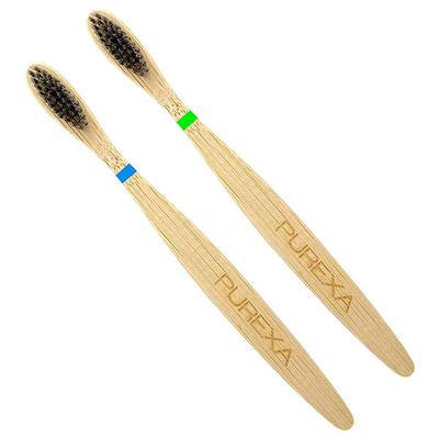 Purexa Biodegradable Bamboo Soft Toothbrush - Charcoal (Pack of 2) - Toothbrushes