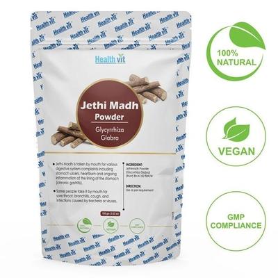HealthVit Natural Jethi Madh (Glycyrrhiza Glabra) Powder 100 gm - Herbal Dietary Supplement