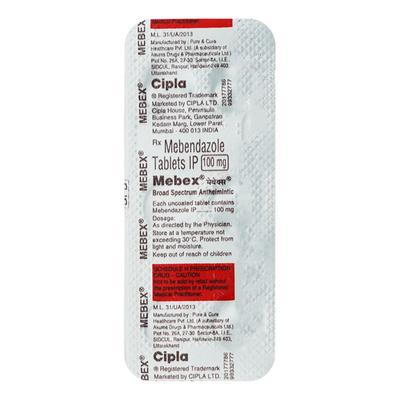MEBEX 100mg Tablet 10's - Parasitic Worms-Ant