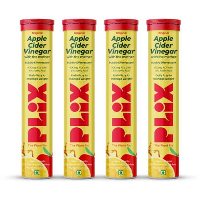 Plix Original Apple Cider Vinegar Effervescent Tablet - Lemon Masala (Pack of 4 x 15's) 1's - Apple Cider Vinegar - Acv
