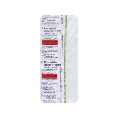 Vast 40mg Tablet 10'S - High Cholesterol-Dys