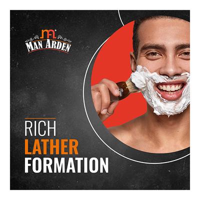 Man Arden Vintage Finish Brown Shaving Brush + Refreshing Neem Shaving Cream 200 gm - Shaving Brushes
