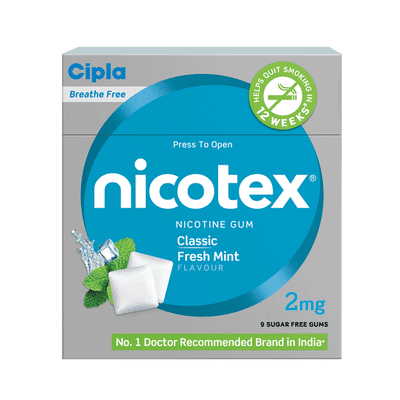 Buy Nicotex 2mg Chew Gum - Classic Fresh Mint Flavour 9's Online at  Discounted Price