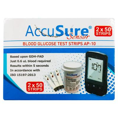 Accusure Sensor Gluco Test Strip (Pack of 2 X 50's) 1's - Blood Glucose Monitors/Test Strips