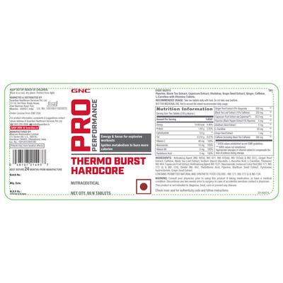 GNC Pro Performance Thermo Burst Hardcore Tablet 90's - Weight Loss