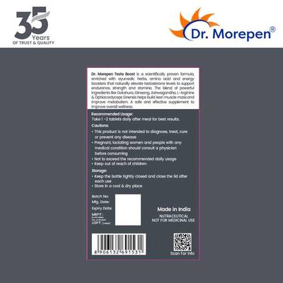 Dr. Morepen Testosterone Booster Tablet - Men 60's - Sexual Care