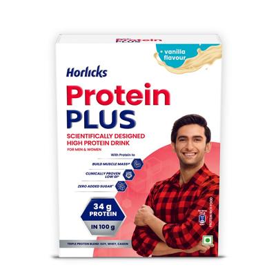 Horlicks Protein Plus Powder - Vanilla Flavour 400 gm (Refill Pack) - Daily Health Drinks