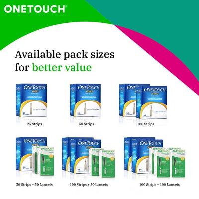 OneTouch Verio Blood Glucose Test Strip 25's - Blood Glucose Monitors/Test Strips