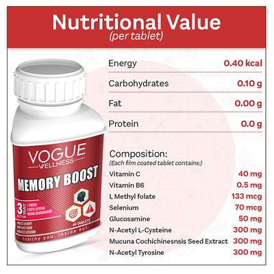 Vogue Wellness Memory Boost Tablet 60's - Vital Health