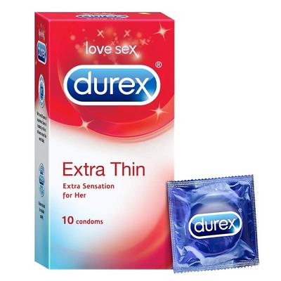 Durex Condoms - Extra Thin 10's - Plain/Flavoured Condoms