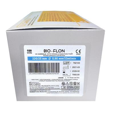 Bio-Flon I.V. Cannula with Needle 22G 100's - Surgical Instruments