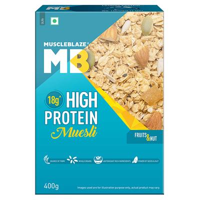 MuscleBlaze High Protein Muesli Mix - Fruits & Nut 400 gm - Nutritional Bars