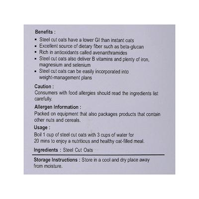 Nutriwish Steel Cut Oats 1000 gm - Nutritional Bars