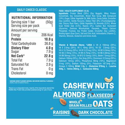 RiteBite Max Protein Daily Assorted Bar - Choco Classic, Choco Almond, Choco Berry (Pack of 6) - Nutritional Bars