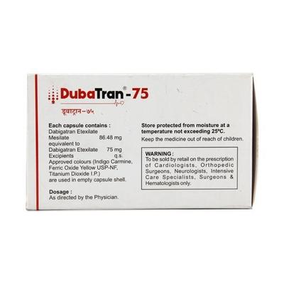 Dubatran 75mg Capsule 10'S - Blood Clot-Ant