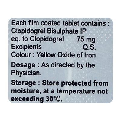 CLOPCARE 75 Tablet 10's - Blood Clot-Ant