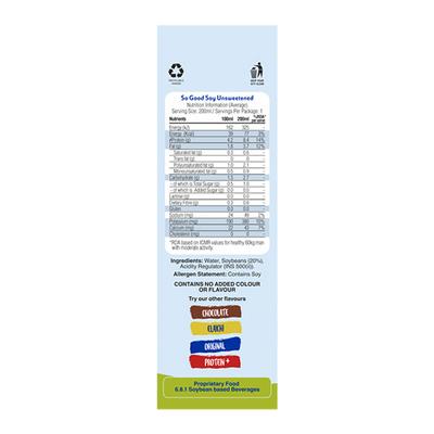 So Good Plant-Based Soy Beverage - Unsweetened 200 ml - Herbal Dietary Supplement