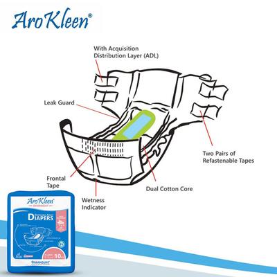 AroKleen Overnight Disposable Adult Diapers (XL) (127 cm - 170.18 cm) (Pack of 6 x 10's) 1's - Adult Diapers & Pads