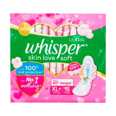 Whisper Ultra Skin Love Soft Sanitary Pad (XL+ 317 mm) 15's - Sanitary Napkins