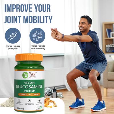 Pure Nutrition Veg Glucosamine with MSM 3850mg Veg Tablet 60's - Vital Health