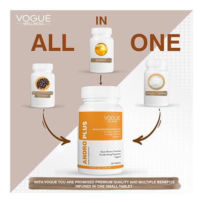 Vogue Wellness Andro Plus Tablet (Pack of 3 x 30's) - Speciality Medicines