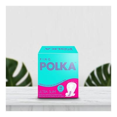 Pinq Polka Sanitary Premium Ultra Slim Sanitary Pads-(Regular) 10's - Sanitary Napkins