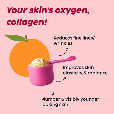 Plix The Plant Fix Collagen Supplement Powder For Women & Men Orange Flavour 200 gm - Hair & Skin