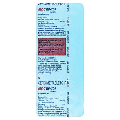 MDCEF 200mg Tablet 10's - Bacterial Infections-Cep