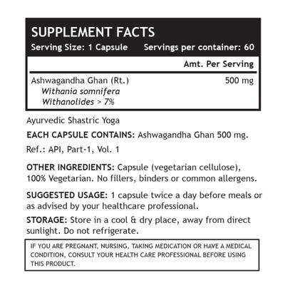INLIFE Ashwagandha Ghan Capsules 60's - Ashwagandha