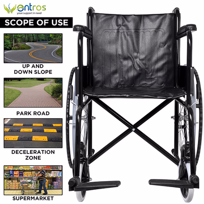 Entros Wheelchair - Black (EHS-875) - Walker & Walking Stick