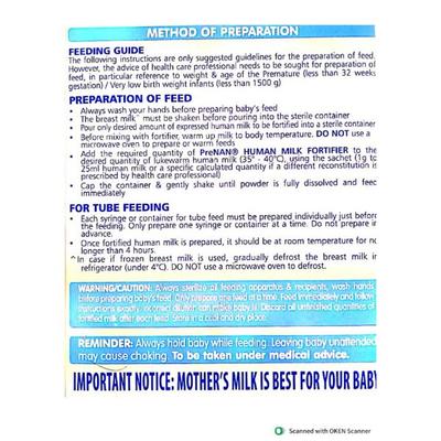 Nestle Pre Nan Human Milk Fortifier Sachet (Pack of 50 x 1 gm) - Baby And Infant Supplements