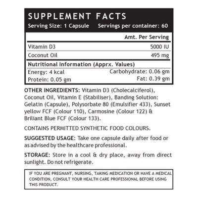 INLIFE Vitamin D3 5000 IU Capsules 60's - Multi-Vitamins