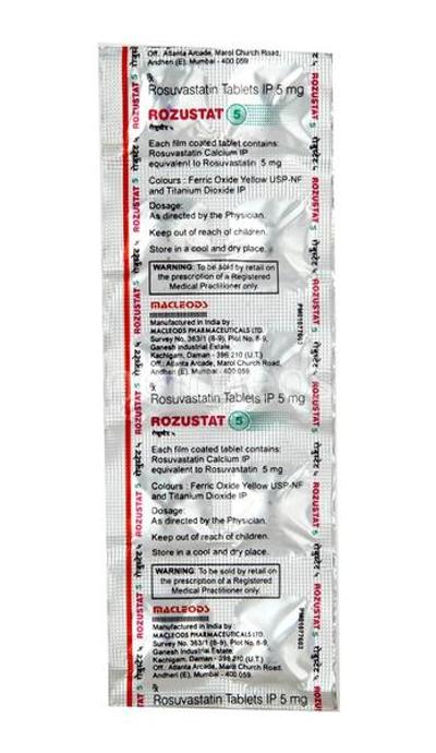 Rozustat 5mg Tablet 10'S - High Cholesterol-Dys