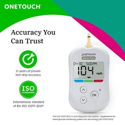 OneTouch Verio Flex Blood Glucose Monitoring System (Free 10 Test Strips + Lancing Device + 10 Lancets) - Blood Glucose Monitors/Test Strips