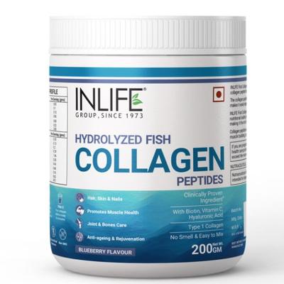 Inlife Hydrolyzed Fish Collagen Powder - Blueberry 200 g - Hair & Skin