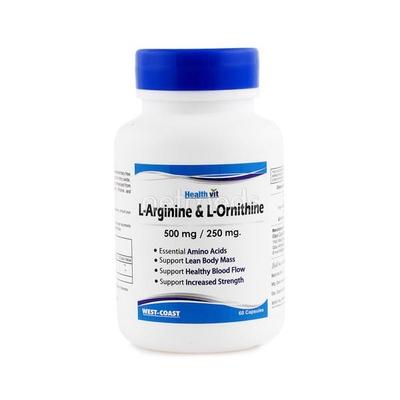 HEALTHVIT L-ARGININE & L-ORNITHINE 500 MG/250 MG TABLETS 60'S - Amino Acids