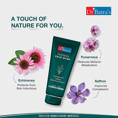 Dr Batra's Fairness Face Wash - Saffron & Echinacea Extract 100 gm - Face Wash & Cleansers