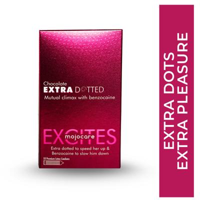 Mojocare Excites Extra Dotted Condoms - Chocolate 10's - Sexual Healthcare