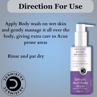 Dermistry Anti Acne 1% Salicylic Acid Body Wash 200 ml - Shower Gels & Body Wash