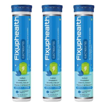 FixUpHealth Electrolytes Effervescent Tablet - Lemon Flavour (Pack of 3 x 20s) 1's - General Health