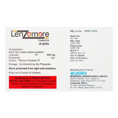 LENZOMORE 600mg Tablet 10's - Bacterial Infections-OAB