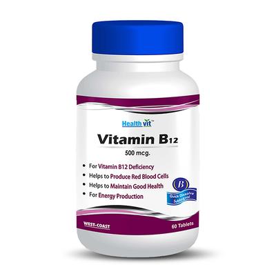 HealthVit Vitamin B12 500 mcg Tablets 60's - Multi-Vitamins