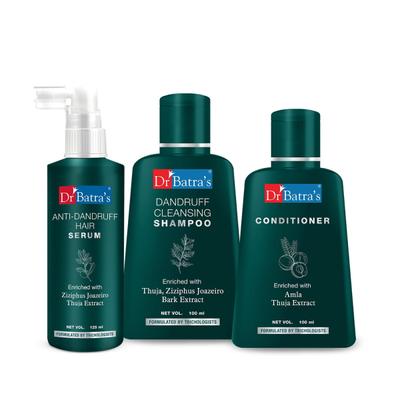 Dr Batra's Dandruff Cleansing Shampoo 100 ml + Anti-Dandruff Hair Serum 100 ml + Conditioner 125 ml - Hair Treatment